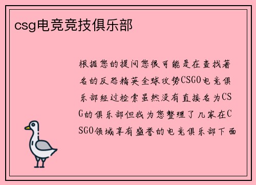 csg电竞竞技俱乐部