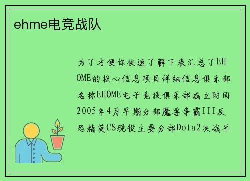 ehme电竞战队